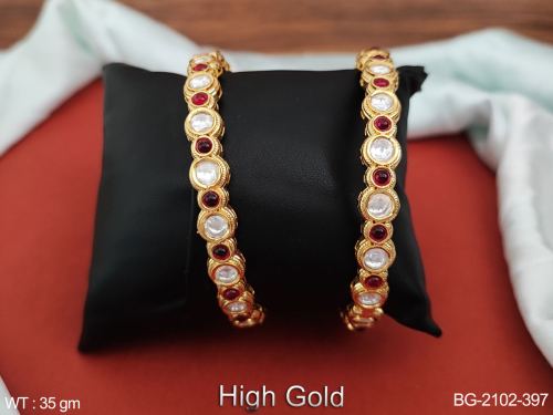 Kundan Bangles with Stone Work in Ruby / 2 X 6, photo 2 of 2