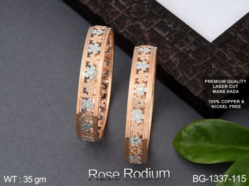 Floral Bangles in Rose Finish Set of 2