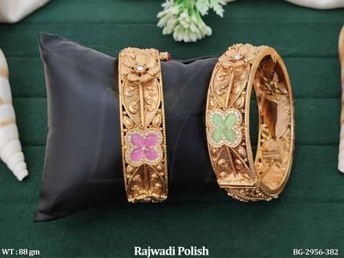 Mint Green Antique Bangles with Stone Work, photo 2 of 3