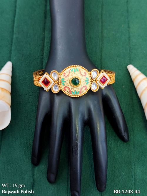 Traditional Rajwadi Stone Designer Kada Bracelet