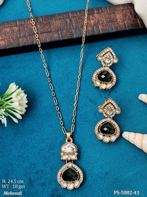 Traditional Mehendi Finish Pendant Set Elegant Ethnic Jewelry Collection