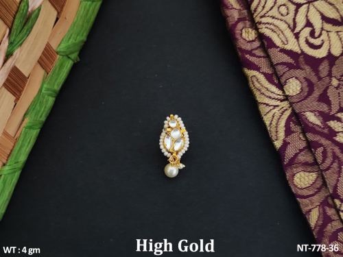 Kundan Jewellery Fancy Style High Gold Polish Kundan Nath