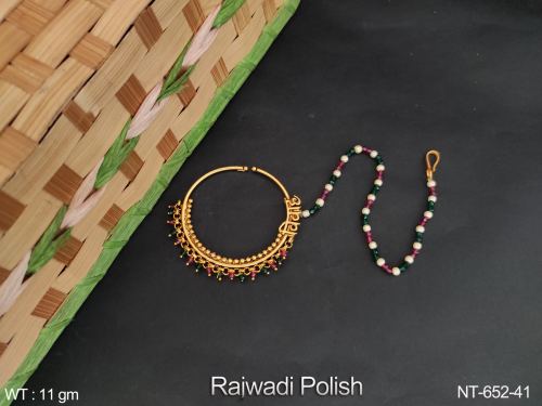 South Indian Nath in Rajwadi Finish in Ruby Green, photo 4 of 4