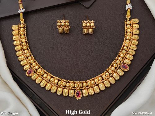 Stone-Studded Necklace Set with Earrings for Women in Ruby, photo 2 of 3