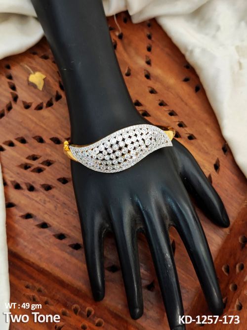 Classic Stone-Studded Kada in Two-Tone Finish