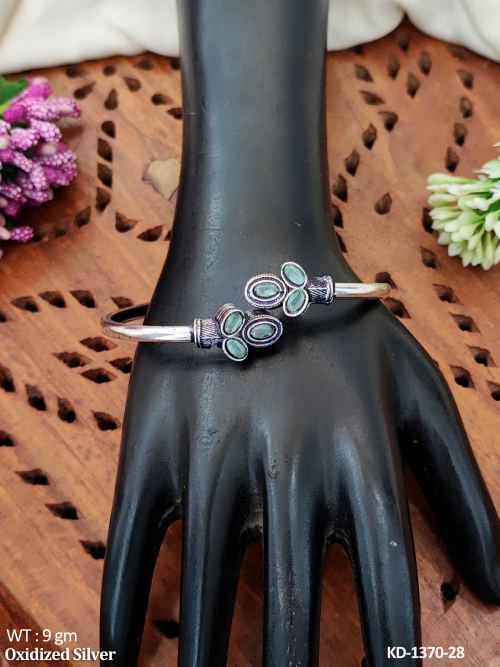 Trendy Oxidized Silver Kada Bracelet for Women 