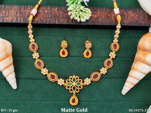 Floral Stone-Studded Necklace Set with Earrings for Women, photo 2 of 3