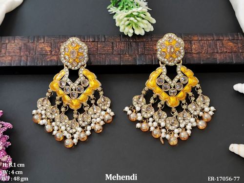 Pearl Antique Earrings for Women in Yellow, photo 3 of 4