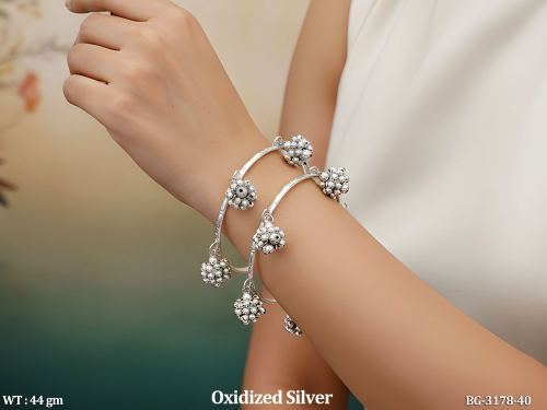 Oxidized Silver Ghungroo Bangle Traditional Ethnic Jewelry For Women
