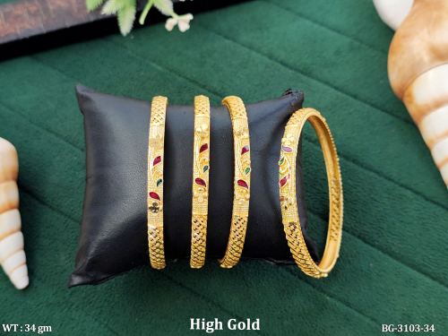 Traditional Stone-Studded Bangles Set of 4, photo 2 of 3