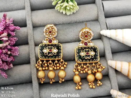 Earrings with Pearls in Rajwadi Finish
