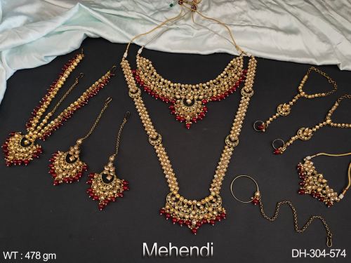 Antique Jewellery Beautiful Designer Mehendi Polish Party Wear Dulhan Set 