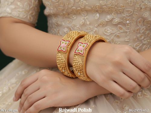 Pink Traditional Bangles with Stone Work Set of 2