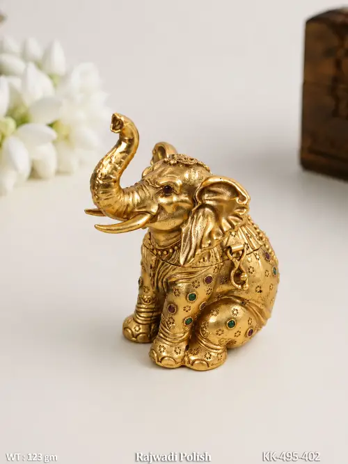 Ornate Golden Elephant Kumkum Dabba