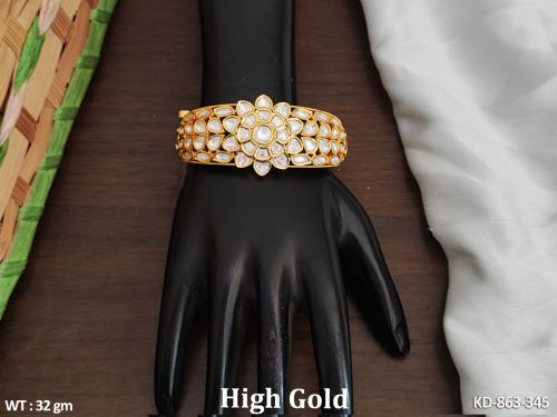 Stone-Studded Kundan Kada Bracelet for Women