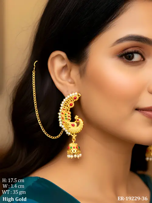 Peacock Pearl Jhumka Earrings for Women
