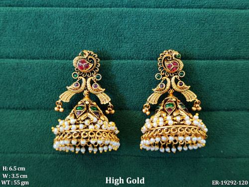 Stone-Studded Traditional Jhumka Earrings for Women, photo 2 of 2
