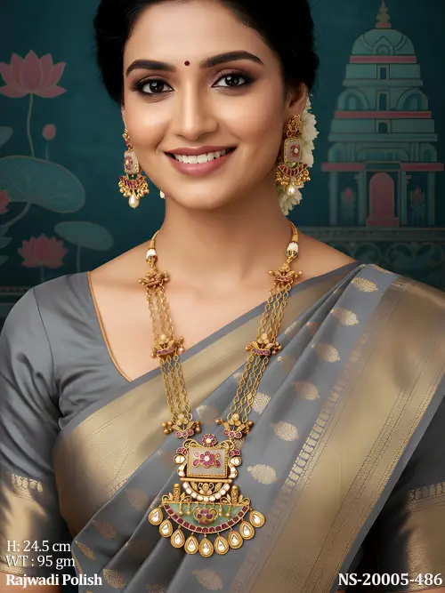Rajwadi Finish South Indian Necklace Set for Women
