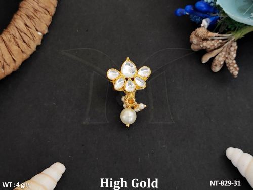 Kundan Jewellery High Gold Polish Fancy Style Nath