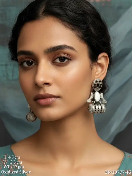 Bird Motif Party Wear Earrings with Stone Work