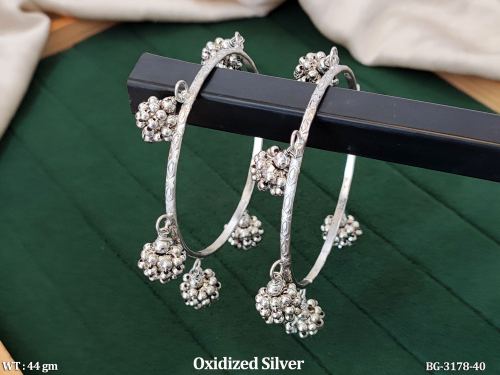 Oxidized Silver Ghungroo Bangle Traditional Ethnic Jewelry For Women