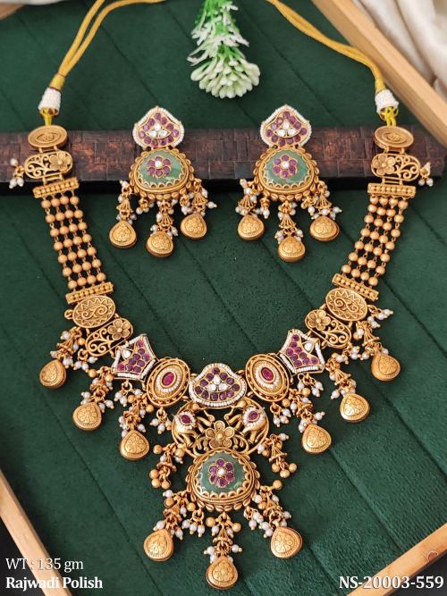 Rajwadi Finish Temple Necklace Set for Women, photo 2 of 3
