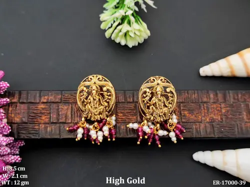 Ganesha Stone-Studded Stud Earrings