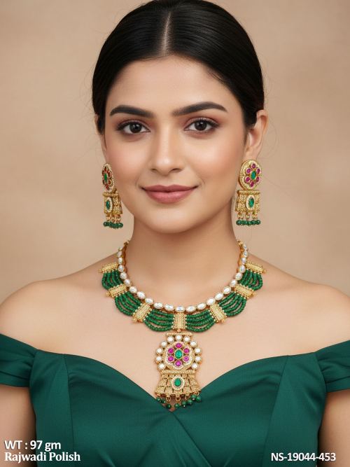Traditional Jewellery Set in Rajwadi Finish for Women