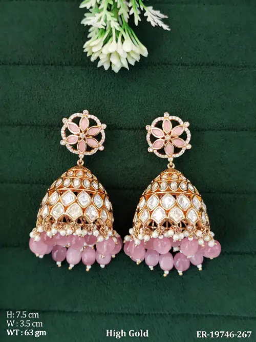 Kundan Stone-Studded Jhumkas