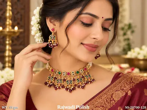Rajwadi Finish Antique Pearl Necklace Set for Women