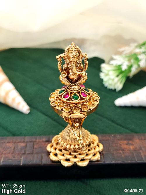 Designer High Gold Polish Ganesha Sindoor Box