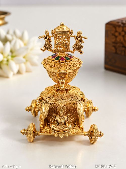 Designer Rajwadi Polish Temple Kumkum Box for Pooja