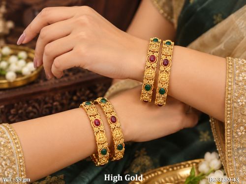 Temple Stone-Studded Bangles Set of 4
