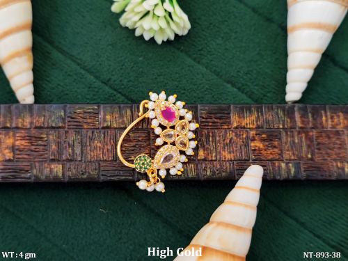 Temple Style Antique Nath Fancy Designer Nose Ring