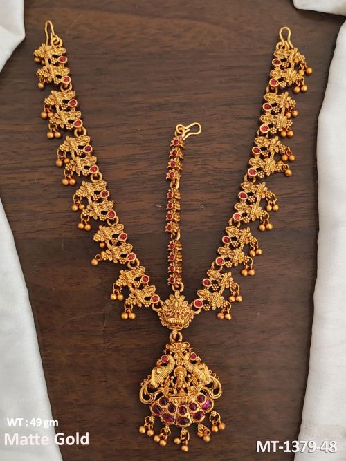 Matte Finish Maang Tikka with Lakshmi Design