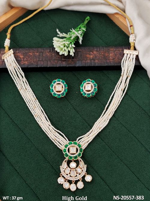 Designer Full Stone Pearl Kundan Necklace Set