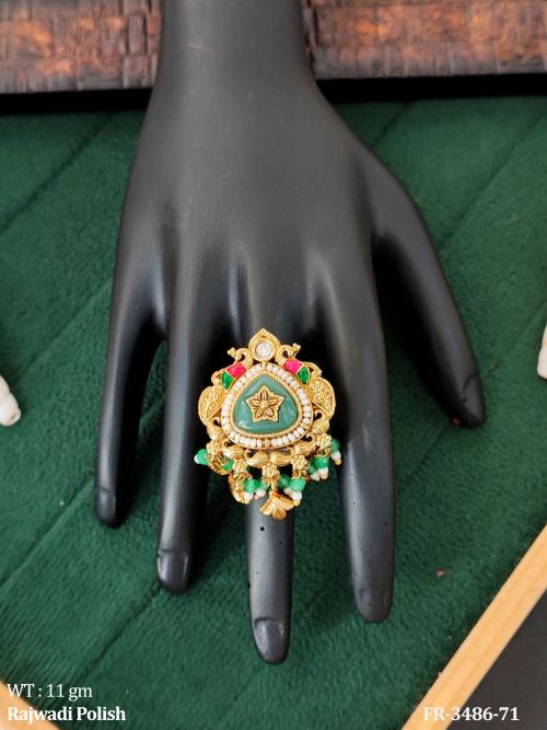 Traditional Rajwadi Polish Floral Adjustable Ring