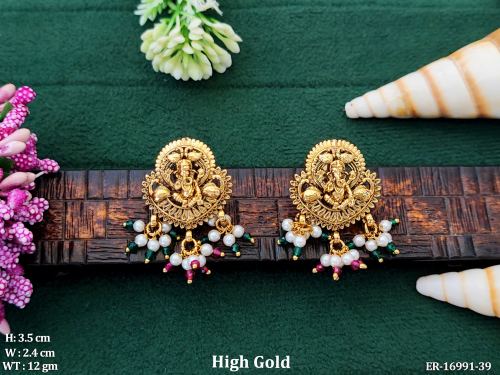 Classic Stone-Studded Earrings for Women in Ruby Green, photo 2 of 2