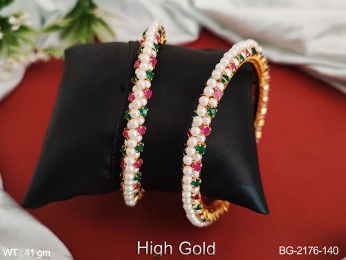 Pearl Antique Bangles for Women Set of 2