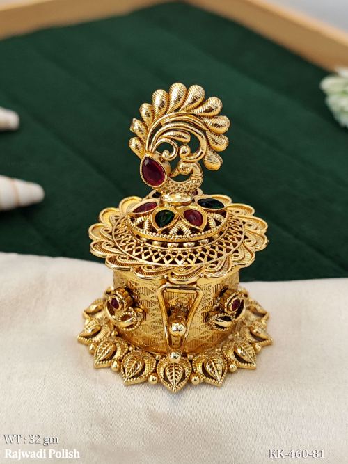 Ethnic Peacock Sindoor Box with Stone Work, photo 2 of 4