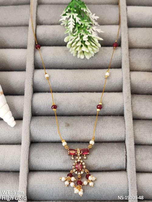 Lightweight Pearl Necklace Set for Women in Ruby, photo 2 of 2