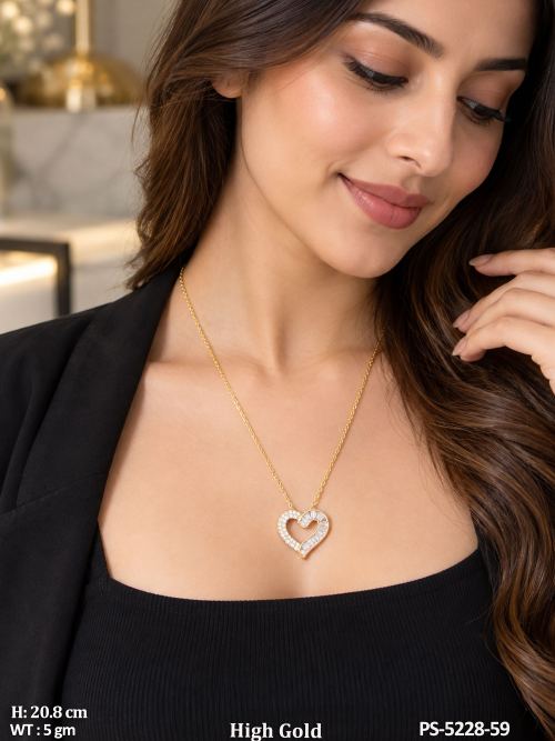 Designer American Diamond Heart Pendant