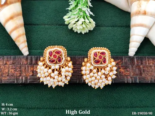 Traditional Stone-Studded Earrings