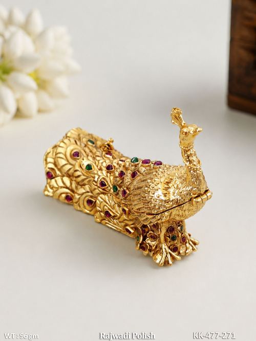 Royal Peacock Gold Sindoor Box