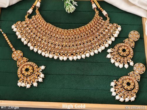 Temple Necklace Set with Stone Work in Pearl, photo 3 of 5
