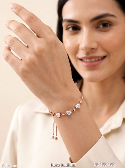 Elegant Rose Rodium Heart Crystal Bracelet