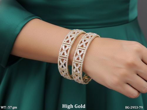 Classic Stone-Studded Bangles for Women Set of 2