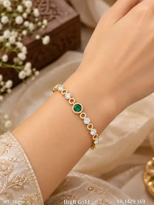 Designer AD Bracelet with Full Stone High Gold Finish