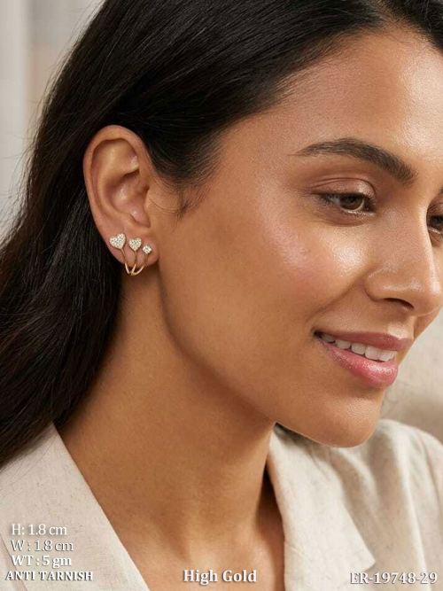Heart Stone-Studded Stud Earrings for Women
