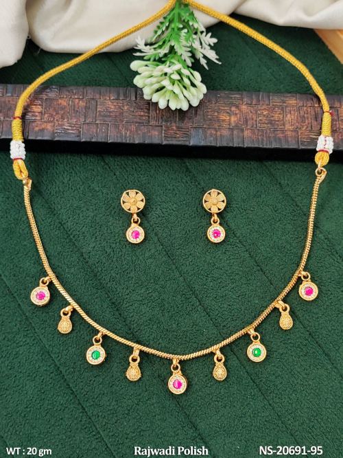 Classic Rajwadi Finish Antique Necklace Set with Earrings for Women, photo 2 of 3